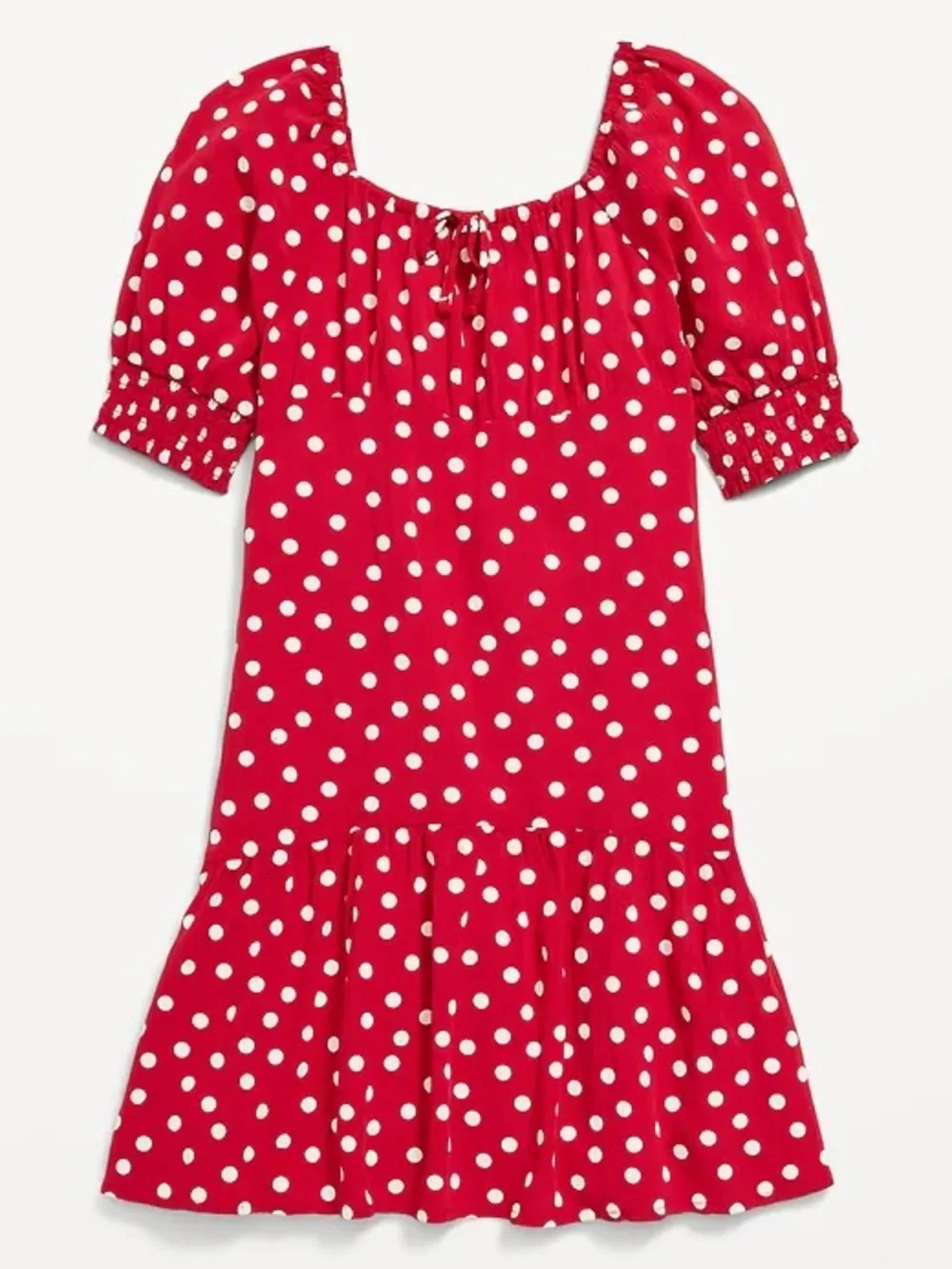 Short sleeve Crinkle Crepe Swing White Polka Dot Puff Sleeve Dress for girls